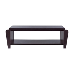 BOWERY HILL Wood Coffee Table With Magazine Rack In Cappuccino