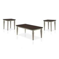 BOWERY HILL Wood 3-Piece Coffee Table Set In Antique Finish In White