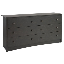 WRIGHT HOME Metal 6 - Drawers Dresser In Washed Finish In Black