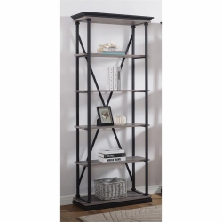 BOWERY HILL Industrial Metal 33-Inch Bookcase In Antique In Gray
