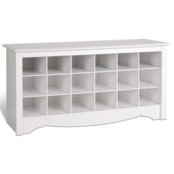 WRIGHT HOME Wood 18 Cubby Shoe Storage Bench In Finish In White