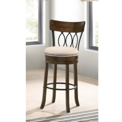 BOWERY HILL Wood 29-Inch Swivel Bar Stool In Oak Finish (Set Of 2)