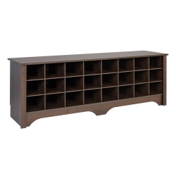 WRIGHT HOME Wooden 60" Shoe Cubby Bench In Rich Espresso Finish
