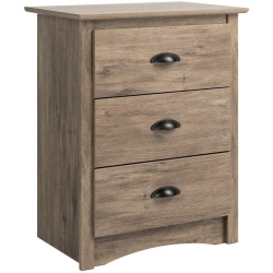 WRIGHT HOME Engineered Wood 3 Drawers Nightstand In Drifted In Gray
