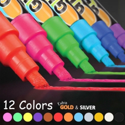YELLOW-PRICE 12 Colors Liquid Chalk Pen Marker for Glass Windows Plastic Pens Ca Seller
