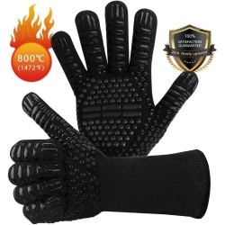 YELLOW-PRICE High Dexterity Extreme Heat Resistant Bbq Gloves for Handling Hot Food Ca In Black