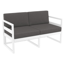 COMPAMIA Mykonos Patio Loveseat With Acrylic Fabric Charcoal Cushions In White