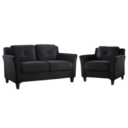 LIFESTYLE SOLUTIONS Hartford 2 Piece Microfiber Loveseat And Chair Set In In Black
