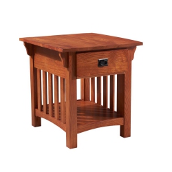 LEICK FURNITURE Home Wood Mission Impeccable Locking Drawer Side Table In Medium Oak