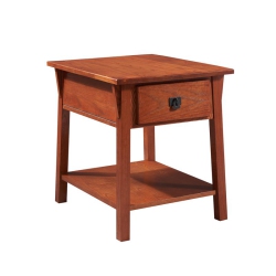 LEICK FURNITURE Home Wood Mission Locking Drawer Side Table In Russet/brown