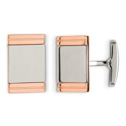 GEM AND HARMONY Rose Plated Stainless Steel Polished Cuff Links In Multicolor