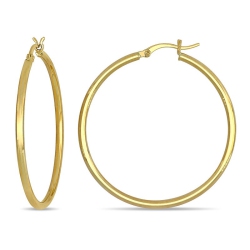 GEM AND HARMONY 10K Gold Flat Hoop Earrings (40Mm) In Yellow