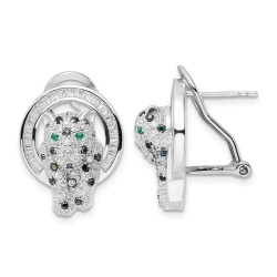 GEM AND HARMONY Sterling Cheetah Circle Earrings With Cubic Zirconia (Cz)S In Silver