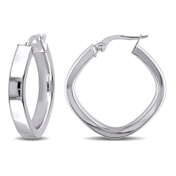 GEM AND HARMONY 10K Gold Square Hoop Geometric Earrings In White