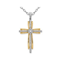 GEM AND HARMONY 1/3 Carat (Ctw) Diamond Passion Cross Pendant Necklace In 14K Gold With Chain In Yellow