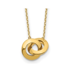 GEM AND HARMONY 14K Gold Interlocking Circle Necklace (16 Inches 1 Inch Ext) In Yellow