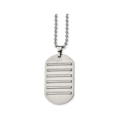 GEM AND HARMONY Mens Stainless Steel Brushed Dog Tag Pendant Necklace With Chain In Multicolor