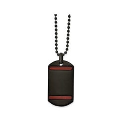 GEM AND HARMONY Mens Stainless Steel Dogtag Pendant Necklace With Tiger Eye And Chain (22 Inches) In Black