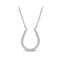 GEM AND HARMONY 1/6 Carat (Ctw) Diamond Horseshoe Charm Pendant Necklace In Sterling With Chain In Silver