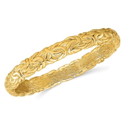 GEM AND HARMONY Sterling Gold-Tone Textured Bangle Bracelet In Silver
