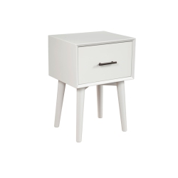 ALPINE FURNITURE Flynn Wood 1 Drawer End Table In In White