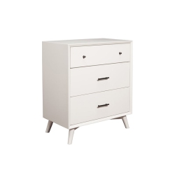 ALPINE FURNITURE Flynn Mid Century Modern Wood 3 Drawer Small Chest In In White