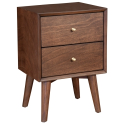 ALPINE FURNITURE Flynn Mid Century Wood 2 Drawer Nightstand In Walnut (Brown)