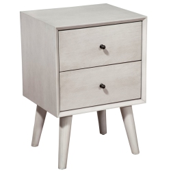 ALPINE FURNITURE Flynn Mid Century Modern Wood 2 Drawer Nightstand In In Gray