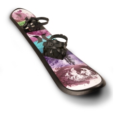 HURLEY 48" Printed Beginner Snowboard With Premium Bindings And Mixed Colour Mountain Design