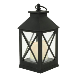 NORTHLIGHT Led Lighted Lantern With Flameless Candle - 9" - In Black