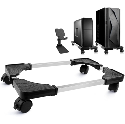 DOLAER Computer Tower Stand, Desktop Stand, Adjustable Mobile Cpu Stand \w Rolling Caster Wheels, PC Tower Stand Holder for Floor Carpet Gaming PC