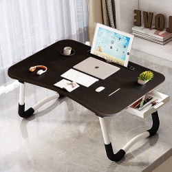DOLAER Laptop Bed Desk, Bed Table Portable Foldable Laptop Bed Tray Table \w Cup Holder/storage Drawer/bookshelf Board for Bed /couch /sofa Working
