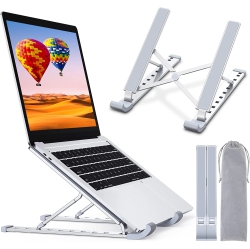 DOLAER Laptop Stand for Desk, Aluminum 9-Levels Adjustable Portable Computer Stand Laptop Cooling Pad, Ventilated Laptop Riser Compatible \w Macbook