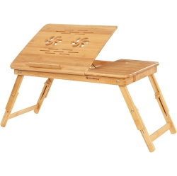 DOLAER Bamboo Laptop Desk Serving Bed Tray Breakfast Table Tilting Top With Drawer Ulld001