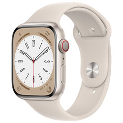 Rogers Apple Watch Series 8 (GPS + Cellular) 45mm Starlight Aluminum Case with Starlight Sport Band - M/L - Monthly Financing