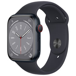 Apple Watch Series 8 45 Mm (Gps + Cell) En Aluminium Minuit Avec Bracelet Sport Minuit De Freedom Mobile - M/g - Paiement Balance Mensuel