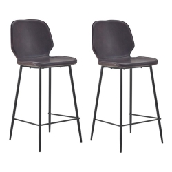PLATA IMPORT Effie Ariella 26" Faux Leather Counter Stools In (Set Of 2) In Brown