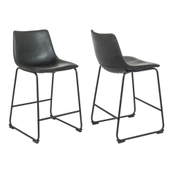 PLATA IMPORT Milana 25.5" Faux Leather Counter Stools In (Set Of 2) In Black