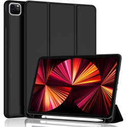 XCRS Smart Folio Cover \w Built-In Pencil Holder, Pu Leather Flip, Multi-Angle Viewing Stand, Case for Apple Ipad 11 Inch (2022), Ipad Pro (2021)/