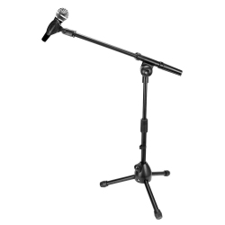 PRIMECABLES Short Microphone Portable Mic Tripod Stand With Fixed-Length Boom - Height Adjustable