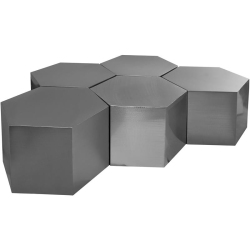 MERIDIAN FURNITURE Hexagon Brushed Chrome 5 Piece Modular Coffee Table