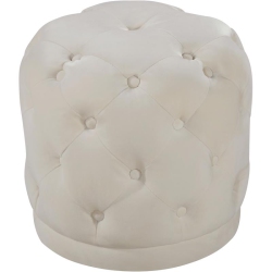 MERIDIAN FURNITURE Harper Contemporary Velvet Ottoman/stool In Cream