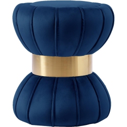 MERIDIAN FURNITURE Vino Contemporary Velvet Ottoman/stool In In Navy
