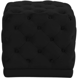 MERIDIAN FURNITURE Stella Contemporary Velvet Ottoman/stool In In Black