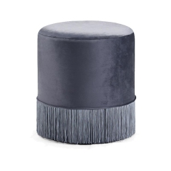 MERIDIAN FURNITURE Teddy Contemporary Velvet Ottoman/stool In In Gray