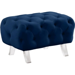 MERIDIAN FURNITURE Crescent Velvet Ottoman In Navy