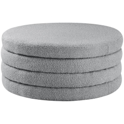 MERIDIAN FURNITURE Aphia Boucle Fabric Ottoman/coffee Table In Grey