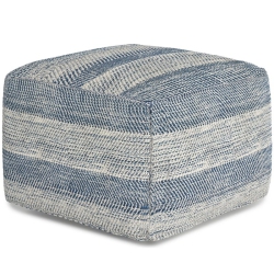 SIMPLI HOME Clay Boho Square Pouf In Patterened Melange Cotton In Teal