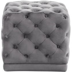 MERIDIAN FURNITURE Stella Contemporary Velvet Ottoman/stool In In Gray