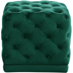 MERIDIAN FURNITURE Stella Contemporary Velvet Ottoman/stool In In Green